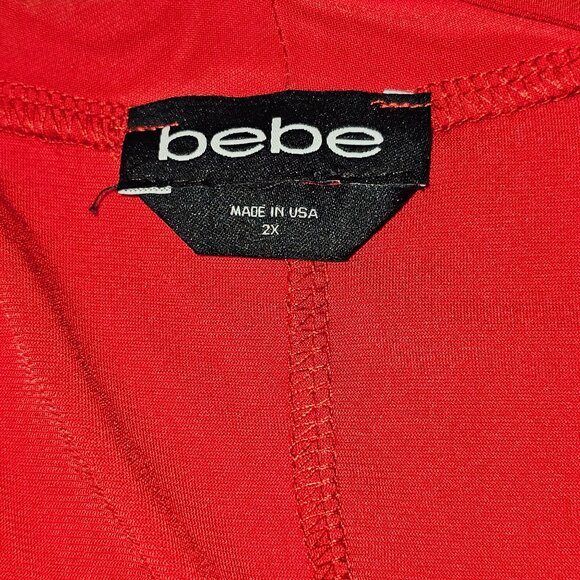 Bebe Red Sleeveless A-Line Maxi Dress Side Slit Womens Plus Size 2X - Picture 3 of 5